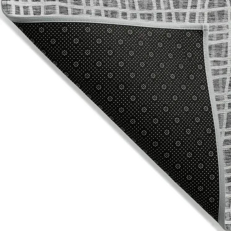 10' X 14' Gray Charcoal And Silver Striped Washable Indoor Outdoor Area Rug