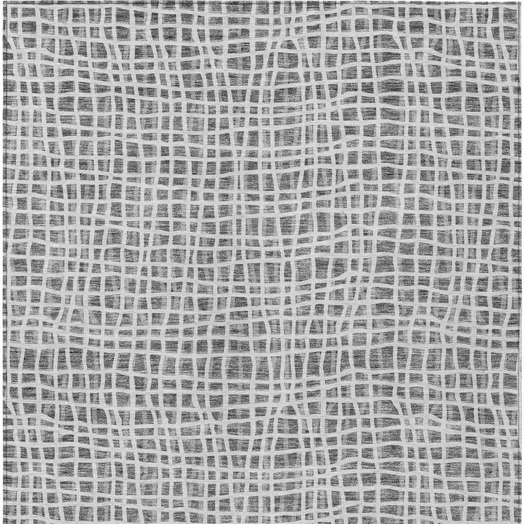 10' X 14' Gray Charcoal And Silver Striped Washable Indoor Outdoor Area Rug