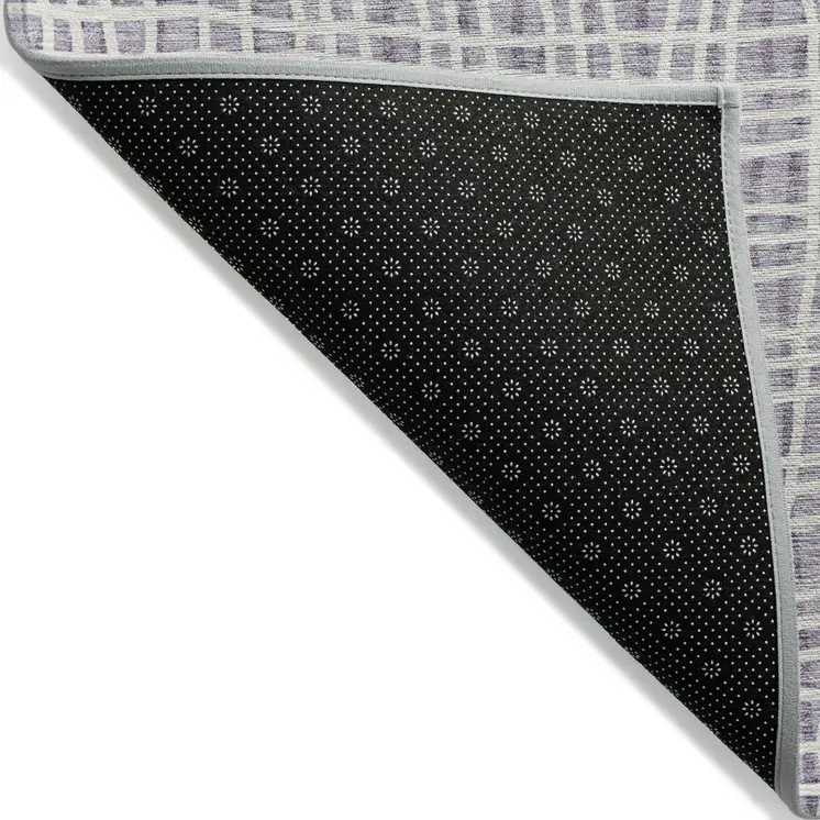 10' X 14' Lilac Purple And Ivory Striped Washable Indoor Outdoor Area Rug