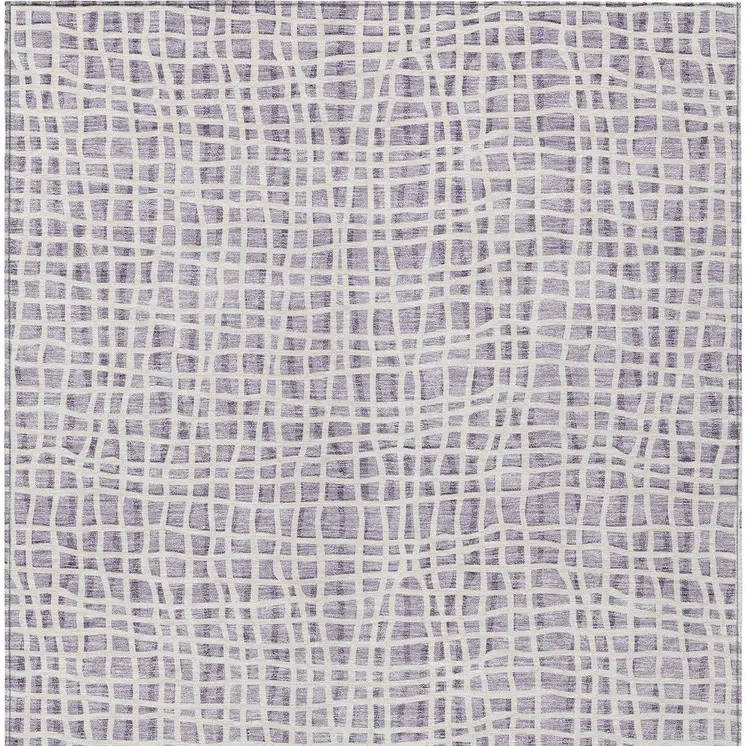 10' X 14' Lilac Purple And Ivory Striped Washable Indoor Outdoor Area Rug