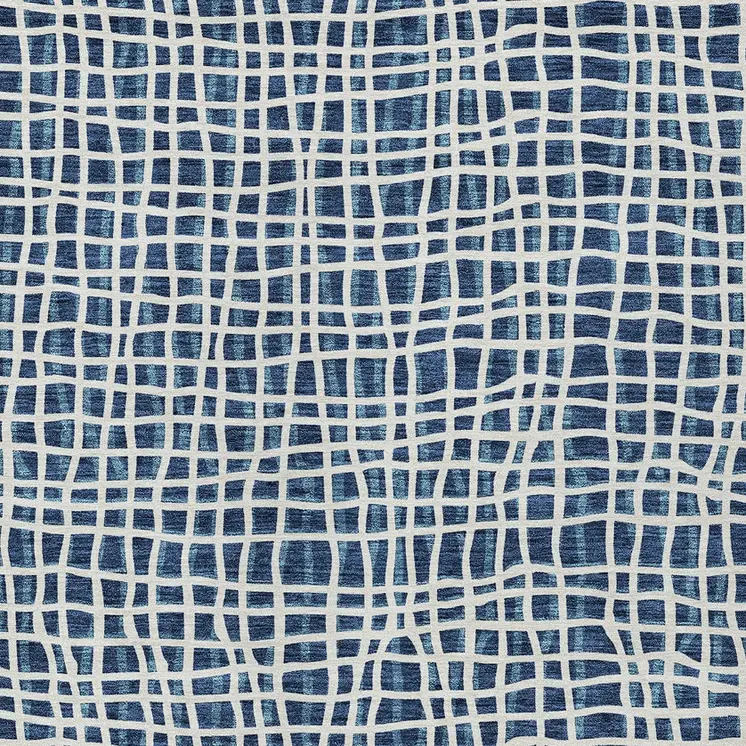 8' X 10' Navy Blue And Ivory Striped Washable Indoor Outdoor Area Rug