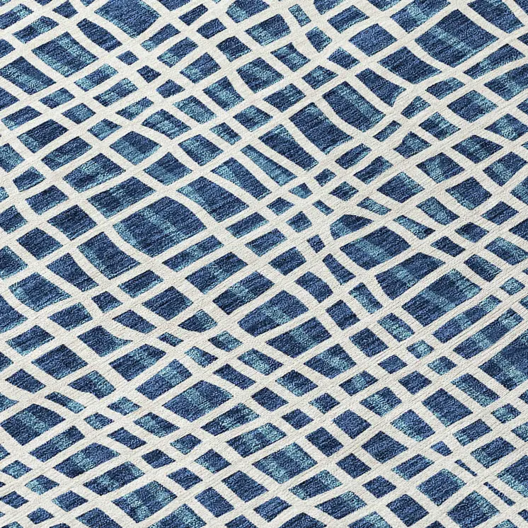 8' X 10' Navy Blue And Ivory Striped Washable Indoor Outdoor Area Rug