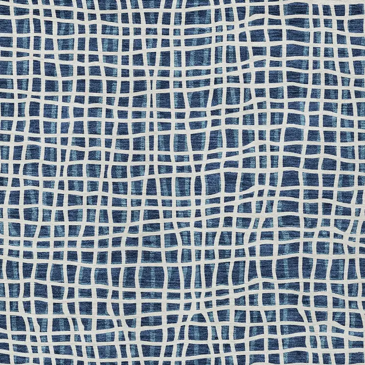 10' X 14' Navy Blue And Ivory Striped Washable Indoor Outdoor Area Rug