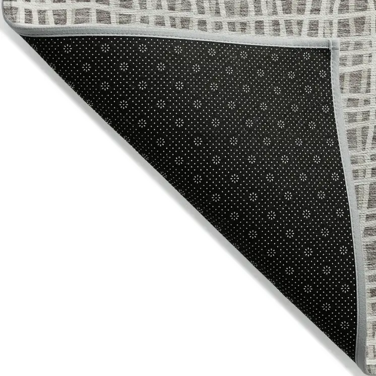 8' Taupe And Beige Round Striped Washable Indoor Outdoor Area Rug