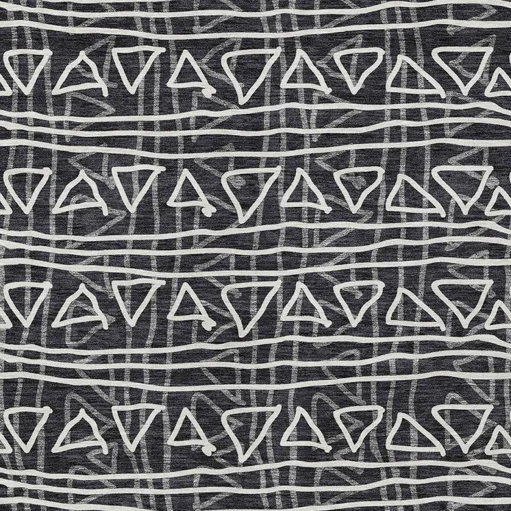 3' X 5' Black Gray And Ivory Geometric Washable Indoor Outdoor Area Rug