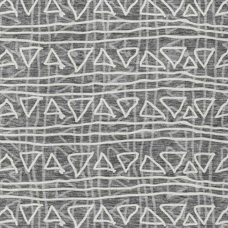 8' X 10' Charcoal Gray And Ivory Geometric Washable Indoor Outdoor Area Rug