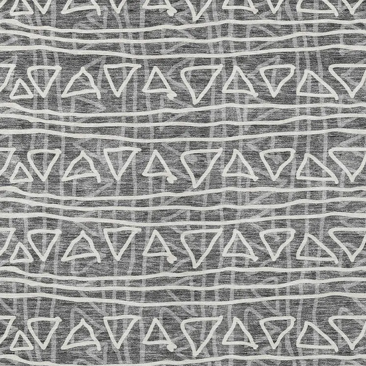 9' X 12' Charcoal Gray And Ivory Geometric Washable Indoor Outdoor Area Rug