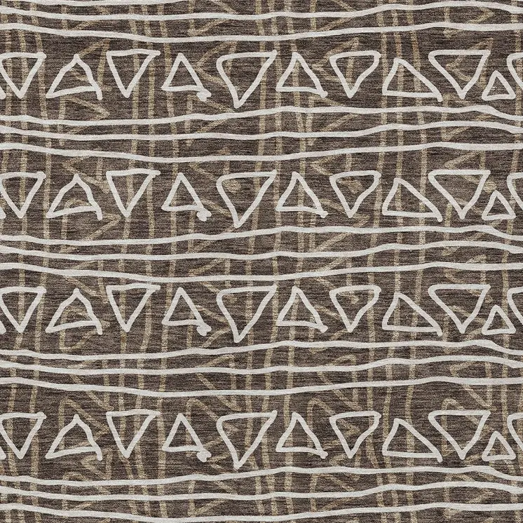 3' X 5' Chocolate And Ivory Geometric Washable Indoor Outdoor Area Rug
