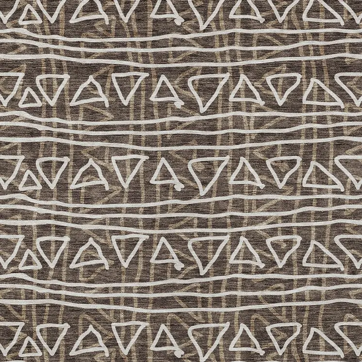 10' X 14' Chocolate And Ivory Geometric Washable Indoor Outdoor Area Rug