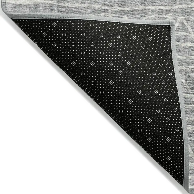 3' X 5' Gray Charcoal And Silver Geometric Washable Indoor Outdoor Area Rug