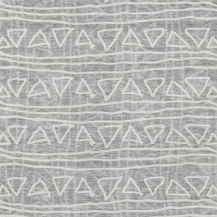 5' X 8' Gray Charcoal And Silver Geometric Washable Indoor Outdoor Area Rug