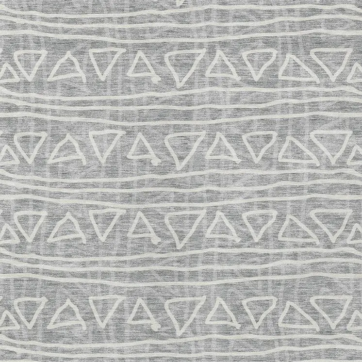 8' X 10' Gray Charcoal And Silver Geometric Washable Indoor Outdoor Area Rug