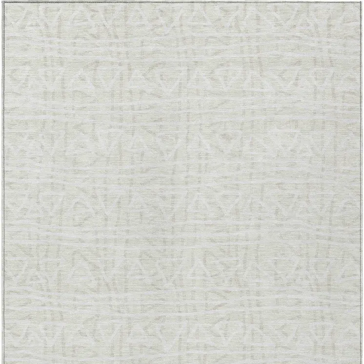 3' X 5' Ivory And Beige Geometric Washable Indoor Outdoor Area Rug