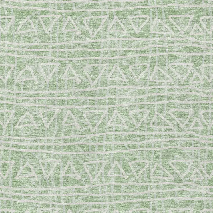 5' X 8' Mint Green Artichoke Green And Ivory Geometric Washable Indoor Outdoor Area Rug