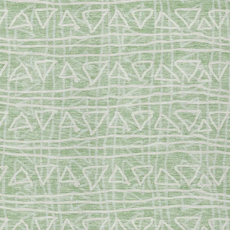 8' X 10' Mint Green Artichoke Green And Ivory Geometric Washable Indoor Outdoor Area Rug