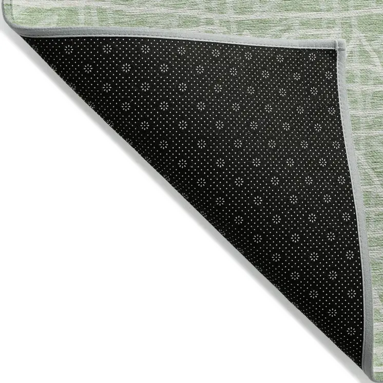 10' X 14' Mint Green Artichoke Green And Ivory Geometric Washable Indoor Outdoor Area Rug