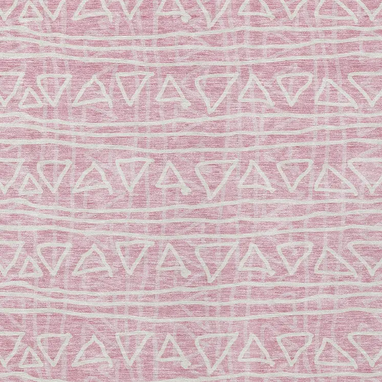 8' X 10' Pink And Ivory Geometric Washable Indoor Outdoor Area Rug