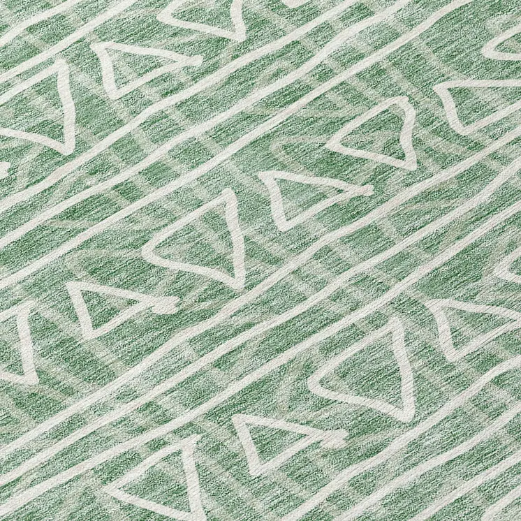 8' Sage Green And Ivory Round Geometric Washable Indoor Outdoor Area Rug