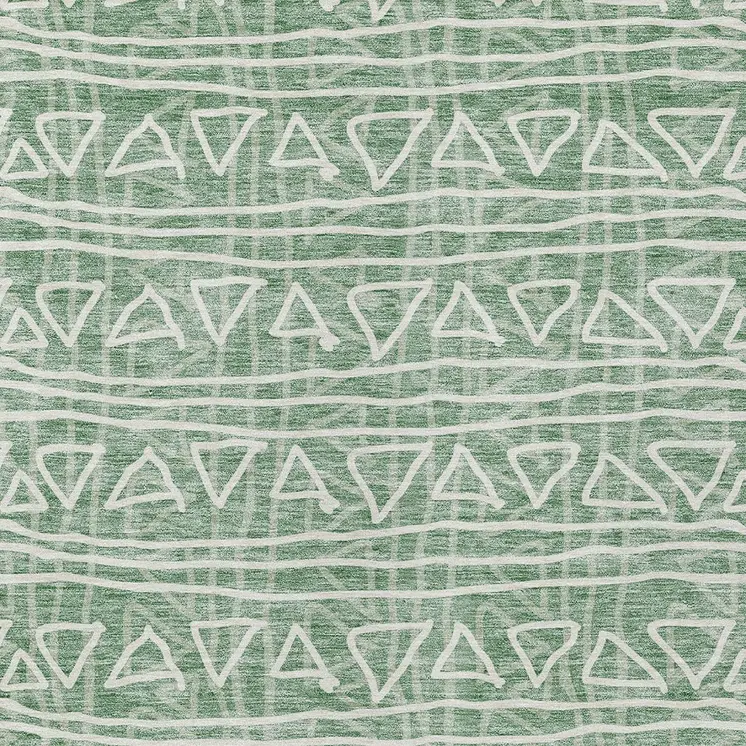 10' X 14' Sage Green And Ivory Geometric Washable Indoor Outdoor Area Rug