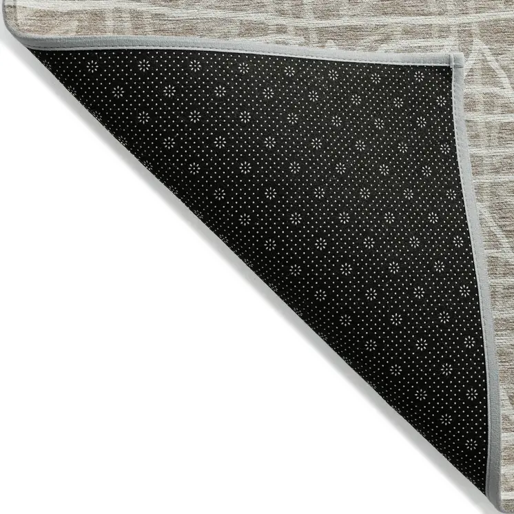 10' X 14' Taupe And Beige Geometric Washable Indoor Outdoor Area Rug