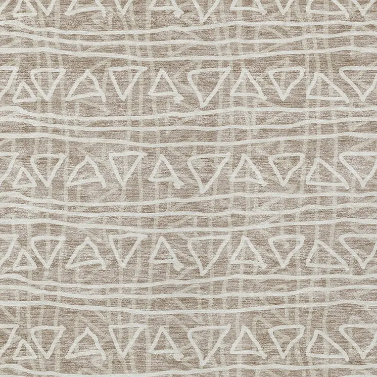 10' X 14' Taupe And Beige Geometric Washable Indoor Outdoor Area Rug