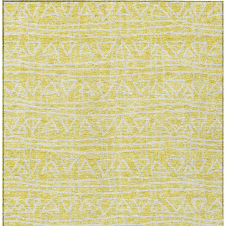 3' X 5' Yellow And Ivory Geometric Washable Indoor Outdoor Area Rug