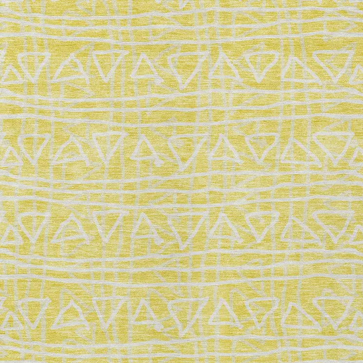 10' X 14' Yellow And Ivory Geometric Washable Indoor Outdoor Area Rug