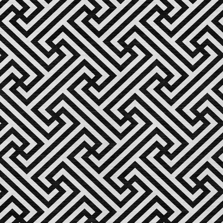 9' X 12' Black And Ivory Geometric Washable Indoor Outdoor Area Rug