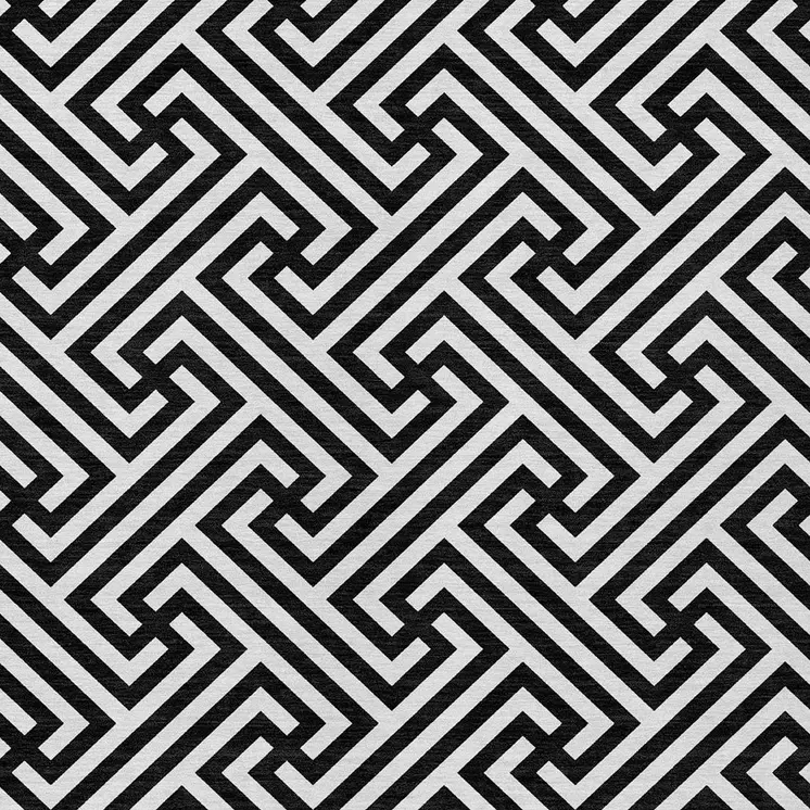 10' X 14' Black And Ivory Geometric Washable Indoor Outdoor Area Rug