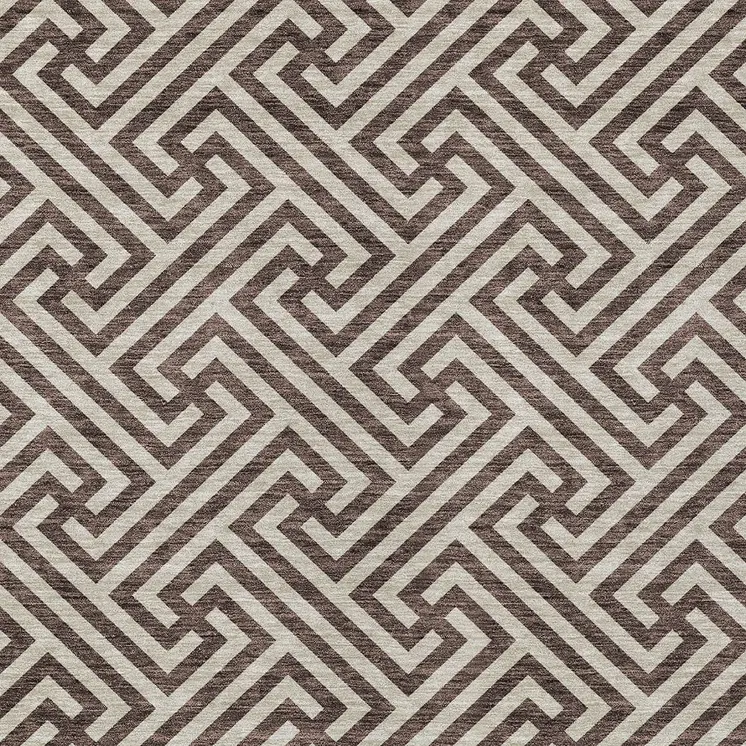 5' X 8' Brown And Beige Geometric Washable Indoor Outdoor Area Rug