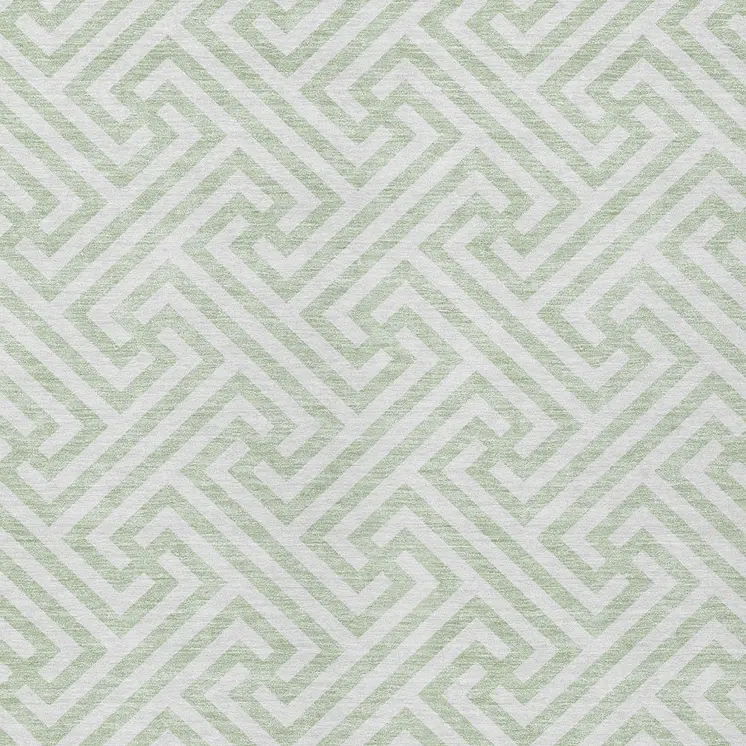 3' X 5' Mint Green Artichoke Green And Ivory Geometric Washable Indoor Outdoor Area Rug