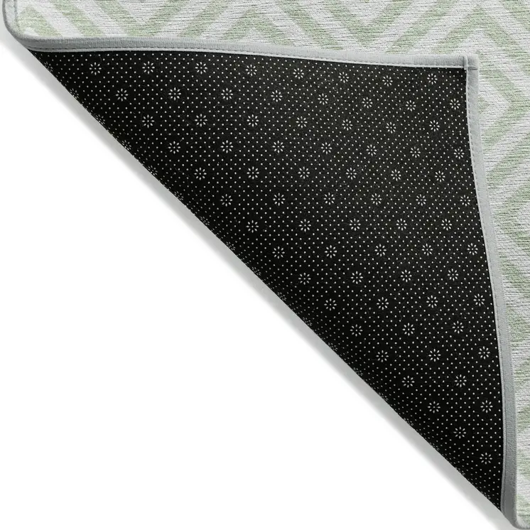 10' X 14' Mint Green Artichoke Green And Ivory Geometric Washable Indoor Outdoor Area Rug
