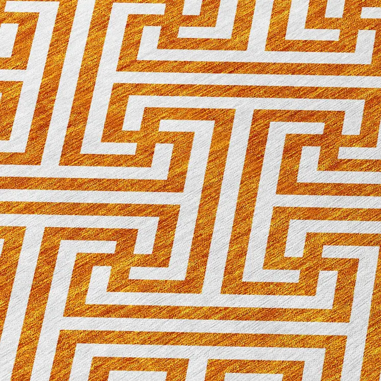 9' X 12' Orange And Ivory Geometric Washable Indoor Outdoor Area Rug