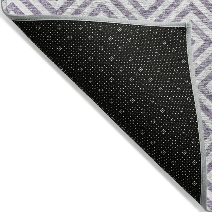 5' X 8' Purple And Ivory Geometric Washable Indoor Outdoor Area Rug
