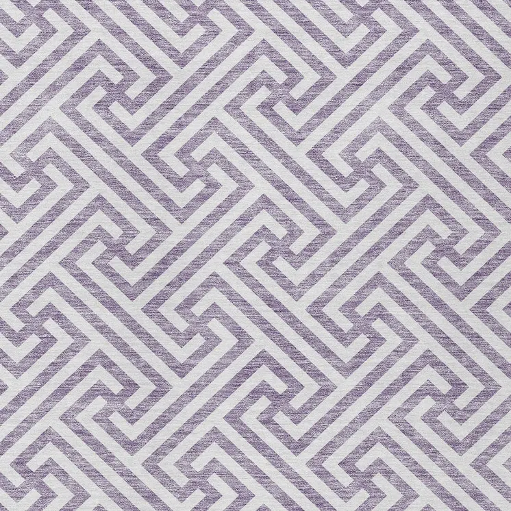 5' X 8' Purple And Ivory Geometric Washable Indoor Outdoor Area Rug