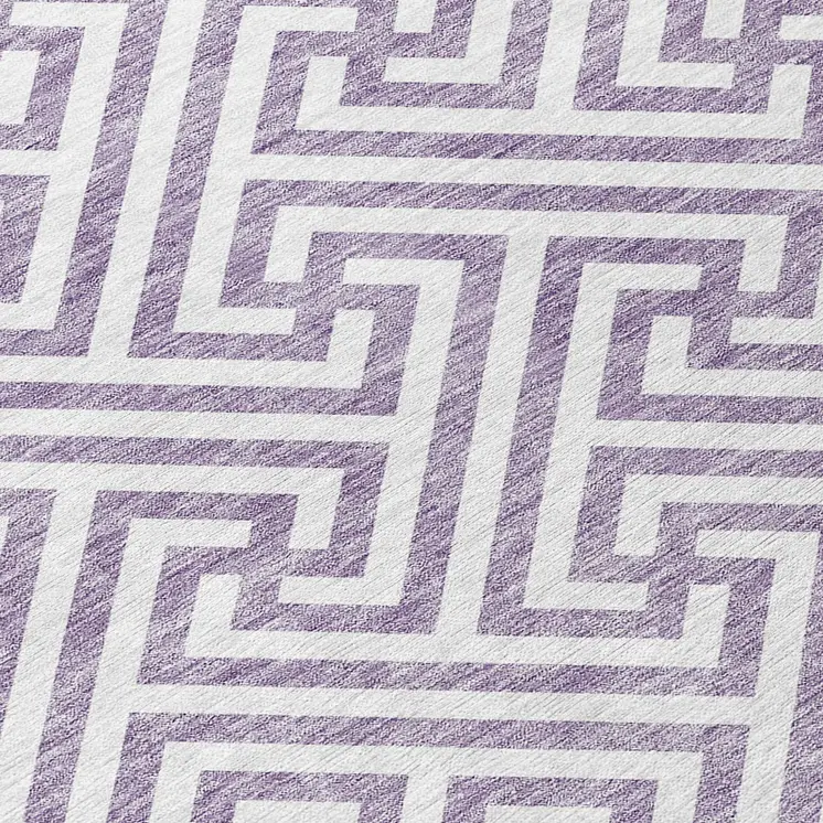 5' X 8' Purple And Ivory Geometric Washable Indoor Outdoor Area Rug