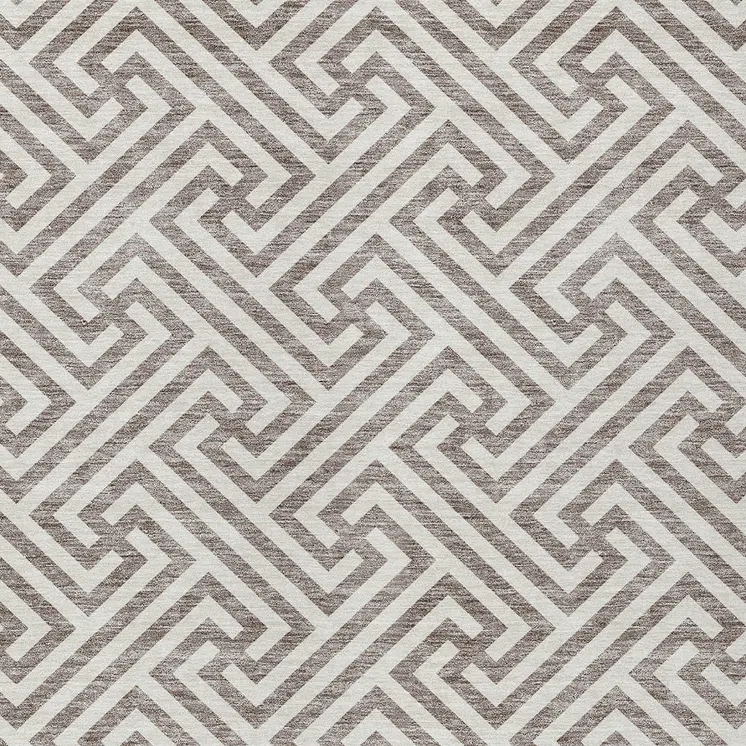 3' X 5' Taupe And Ivory Geometric Washable Indoor Outdoor Area Rug