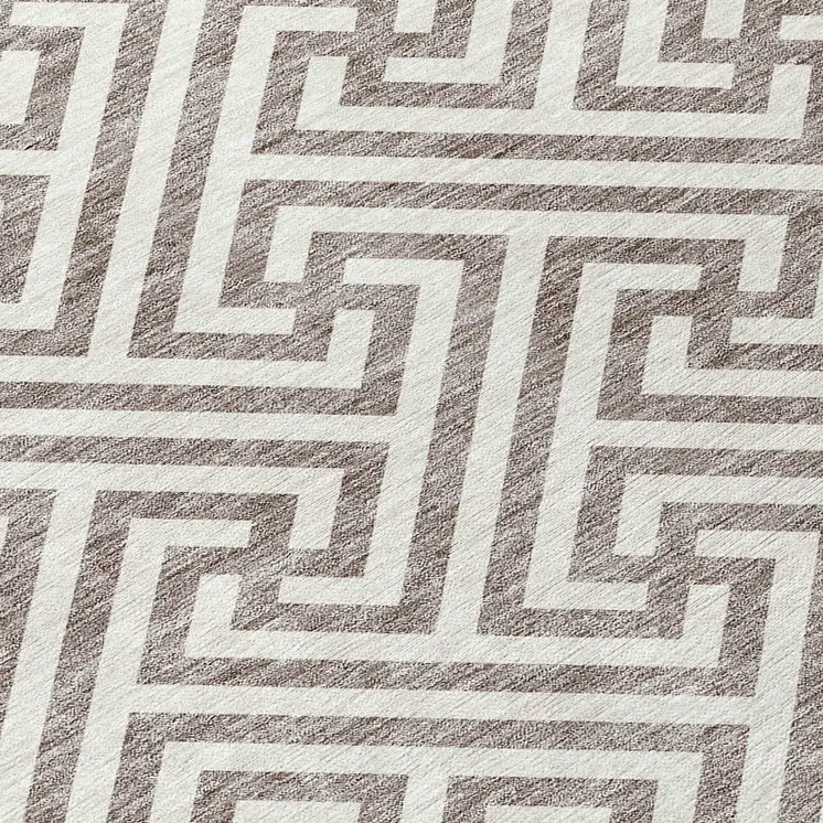 8' X 10' Taupe And Ivory Geometric Washable Indoor Outdoor Area Rug