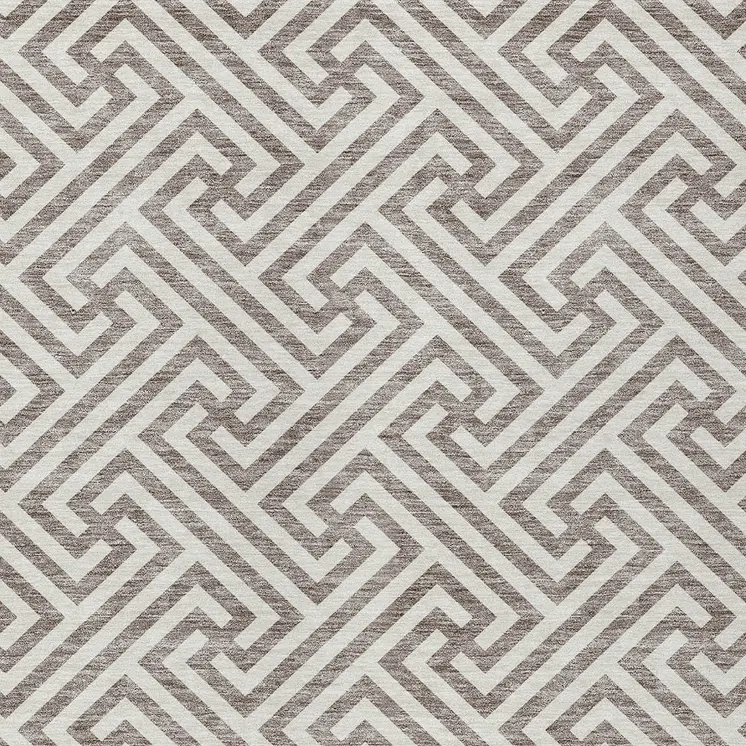 10' X 14' Taupe And Ivory Geometric Washable Indoor Outdoor Area Rug
