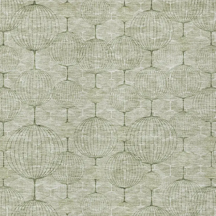 9' X 12' Artichoke Green And Ivory Geometric Washable Indoor Outdoor Area Rug