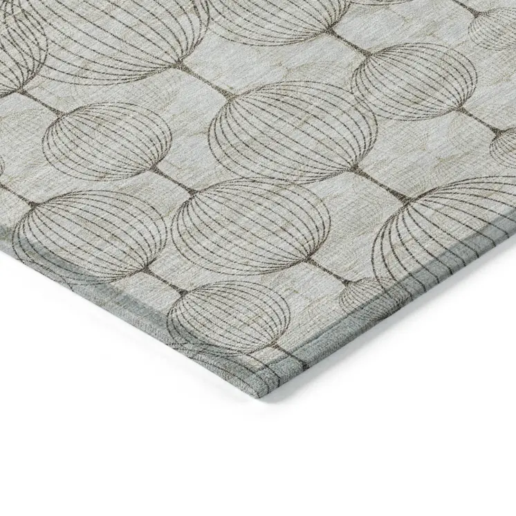 10' X 14' Beige And Brown Geometric Washable Indoor Outdoor Area Rug