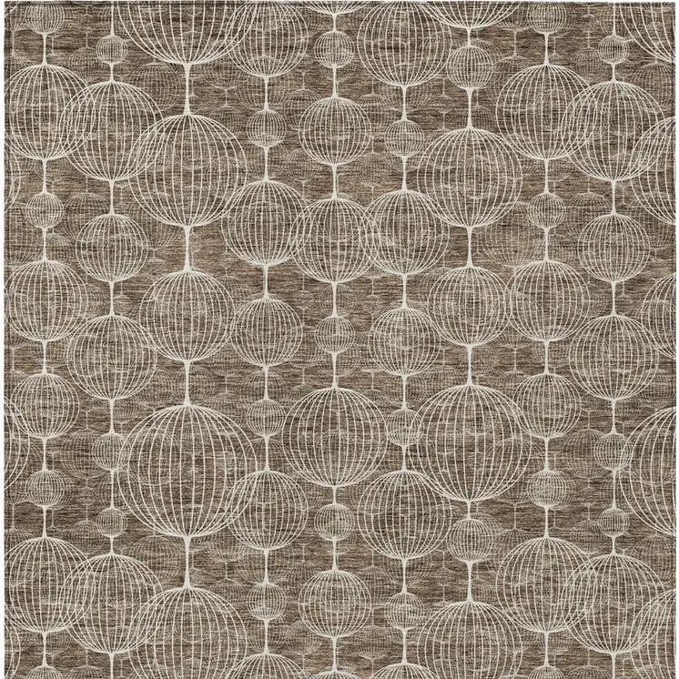 3' X 5' Chocolate And Beige Geometric Washable Indoor Outdoor Area Rug