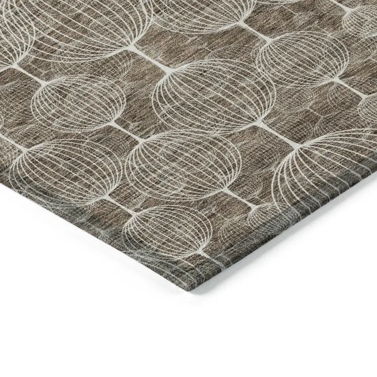 3' X 5' Chocolate And Beige Geometric Washable Indoor Outdoor Area Rug