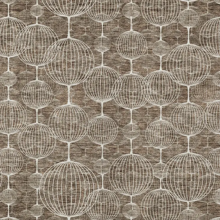 5' X 8' Chocolate And Beige Geometric Washable Indoor Outdoor Area Rug