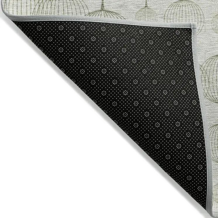 8' X 10' Green And Beige Geometric Washable Indoor Outdoor Area Rug