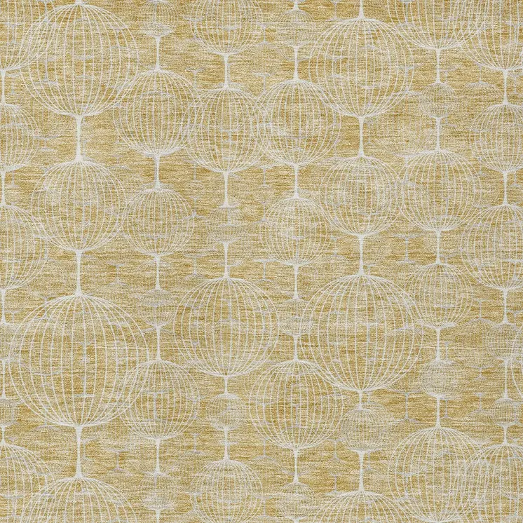 8' X 10' Gold Ivory And Beige Geometric Washable Indoor Outdoor Area Rug