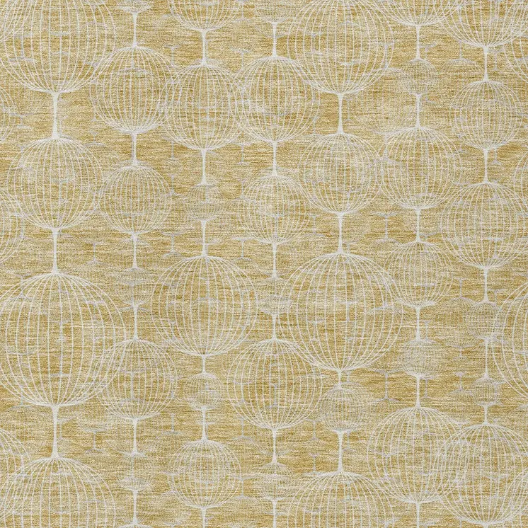9' X 12' Gold Ivory And Beige Geometric Washable Indoor Outdoor Area Rug