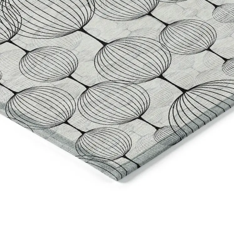 9' X 12' Graphite Gray And Silver Geometric Washable Indoor Outdoor Area Rug