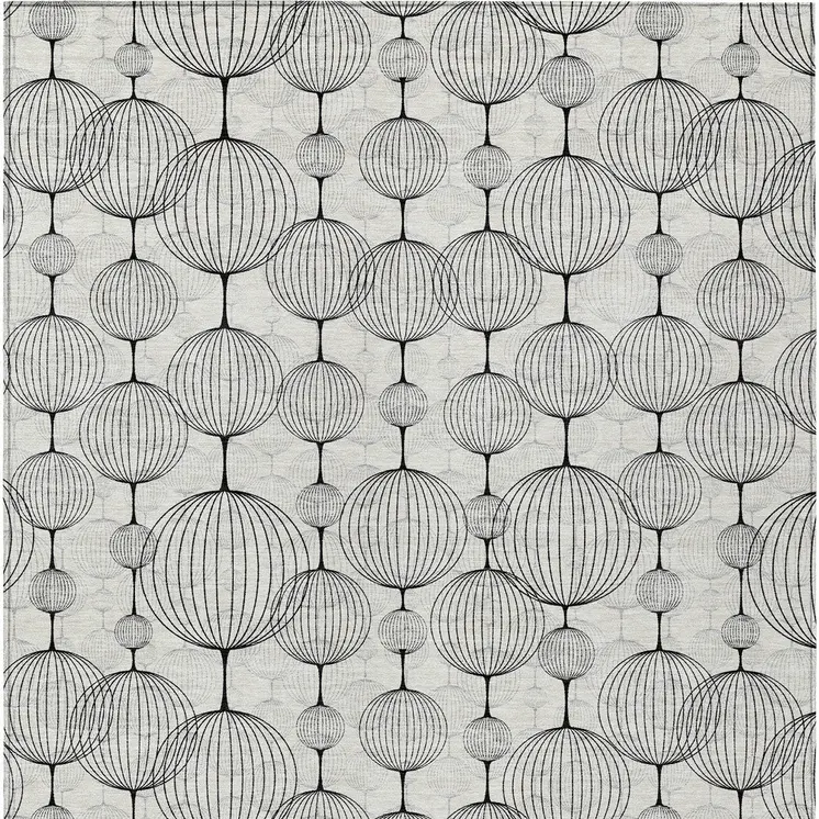 9' X 12' Graphite Gray And Silver Geometric Washable Indoor Outdoor Area Rug