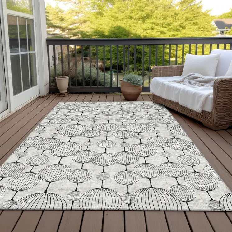 10' X 14' Graphite Gray And Silver Geometric Washable Indoor Outdoor Area Rug